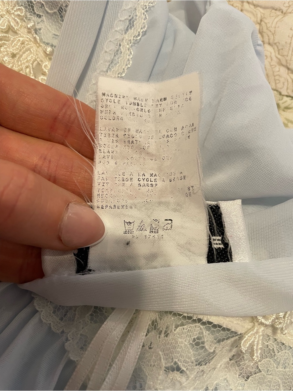Miss Elaine Light Blue Lace-Trim Nightgown - Picture 6 of 6
